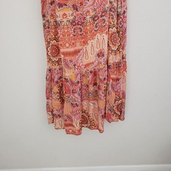 Knox Rose Floral Maxi Dress Orange Small Boho Maximalist Beachy Flowy Casual - Picture 4 of 10